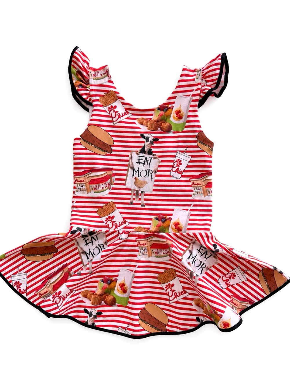 Chick-fil-A Red White Dress Ruffle Halloween Costume Dance Girl Size 7 5T/6T 5 6